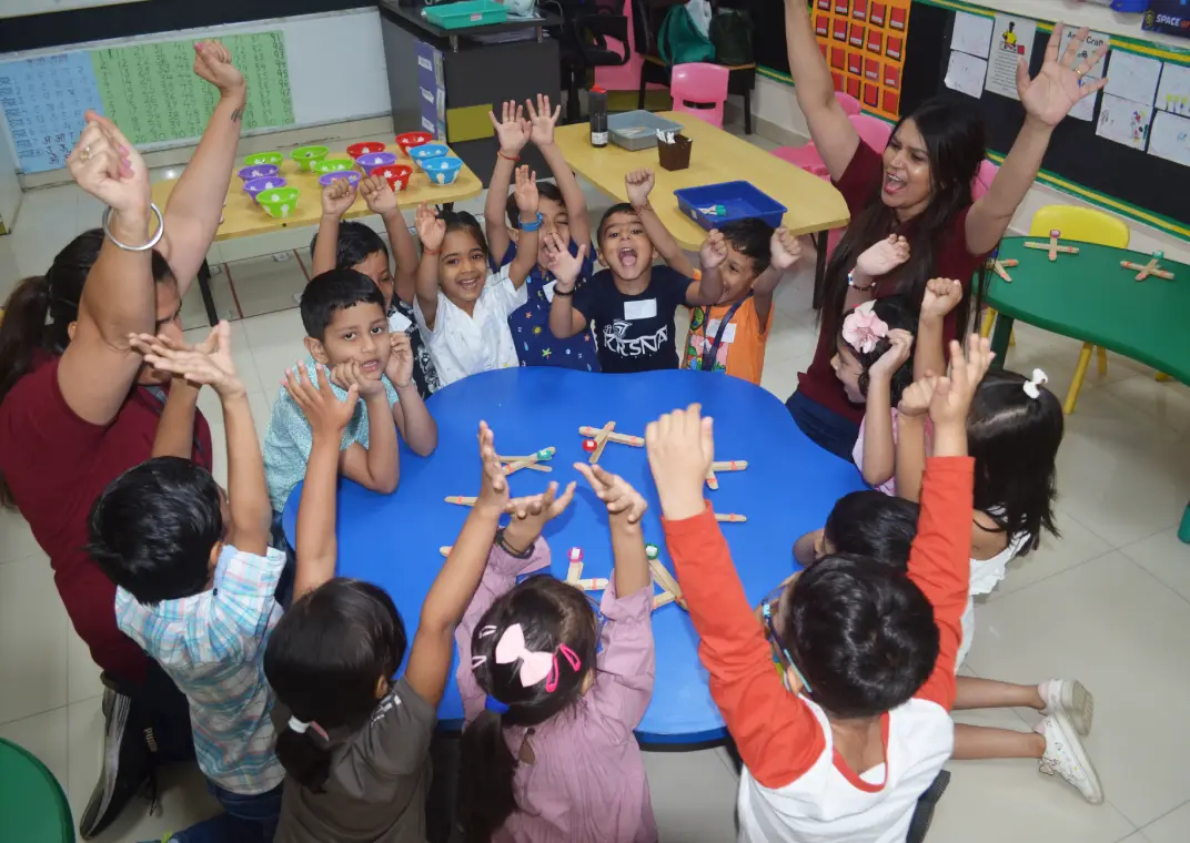 students taking part in circle time at MRIS, sector 51,gurgaon